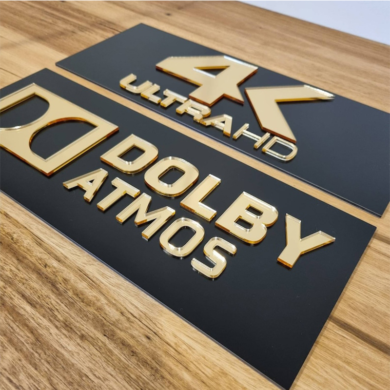 Home Cinema Dts X - 3D Gold Mirror Home Cinema Sign