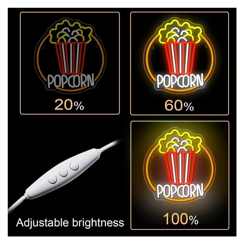 Popcorn Neon Sign Dimmable USB - Home Cinema Today recension och pris