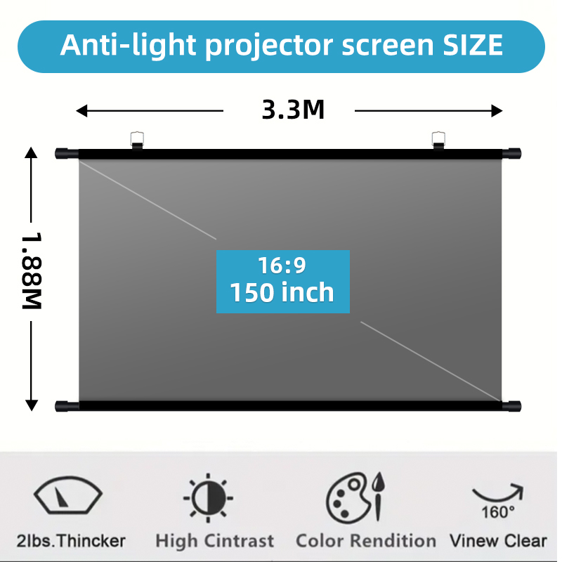 150 Inch 16:9 Anti-Light Proje - Home Cinema Rack recension och pris