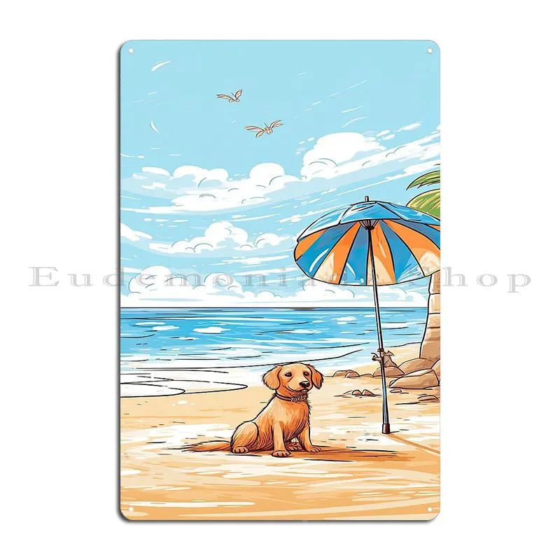Sunny Day Beach Dog Metal Sign - Home Cinema Today recension och pris