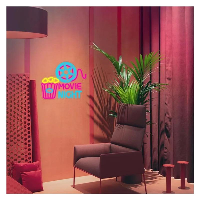 Movie Night Neon Sign Popcorn  - Home Cinema Today recension och pris
