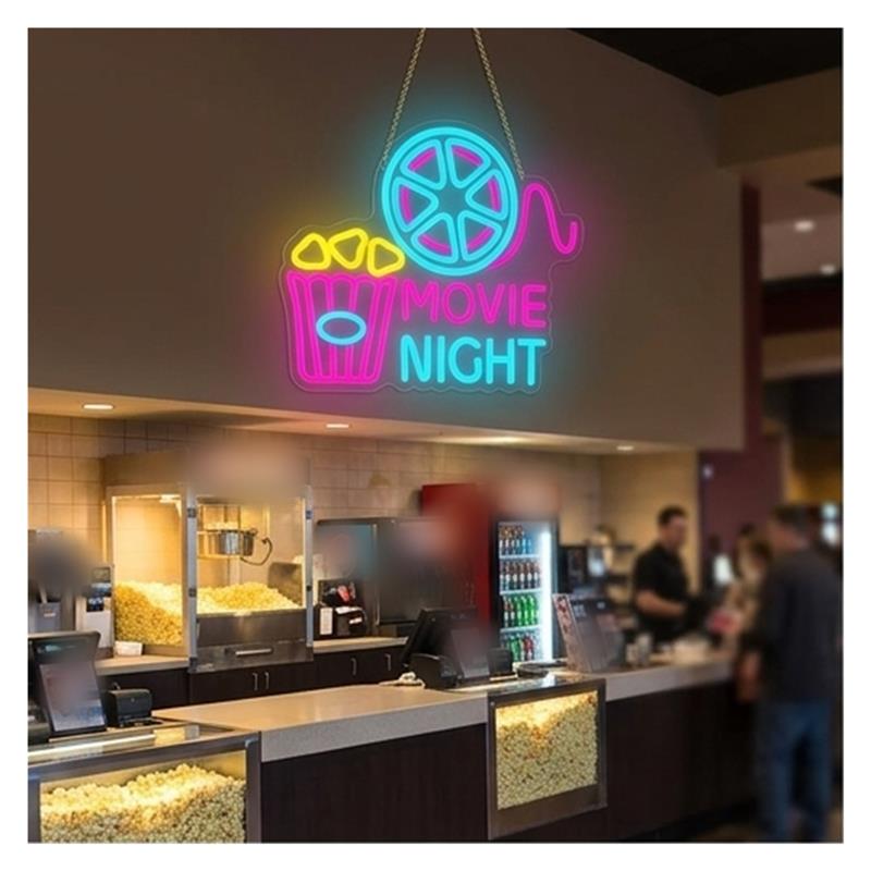 Movie Night Neon Sign Popcorn  - Home Cinema Today recension och pris