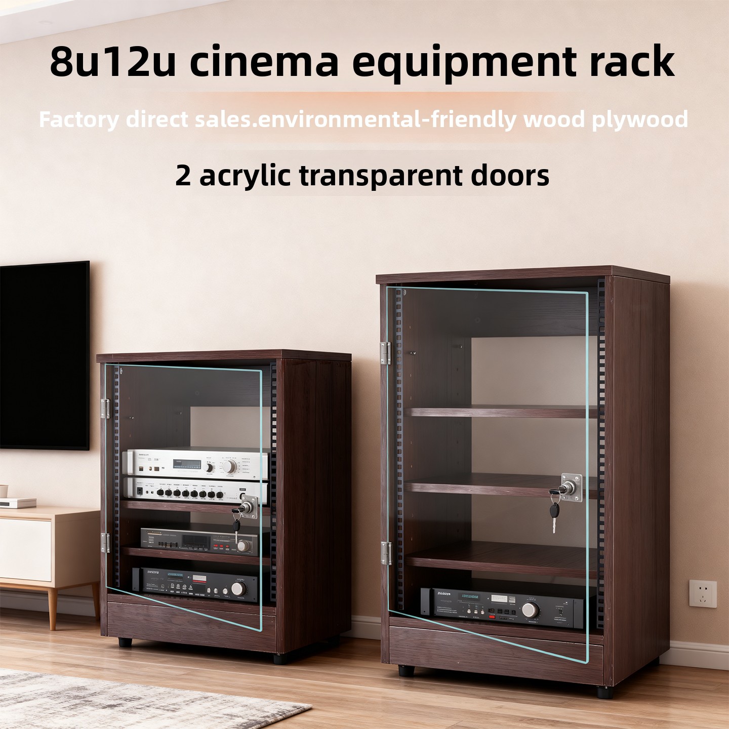 Front transparent door 8U - 16 - Home Cinema Rack recension och pris